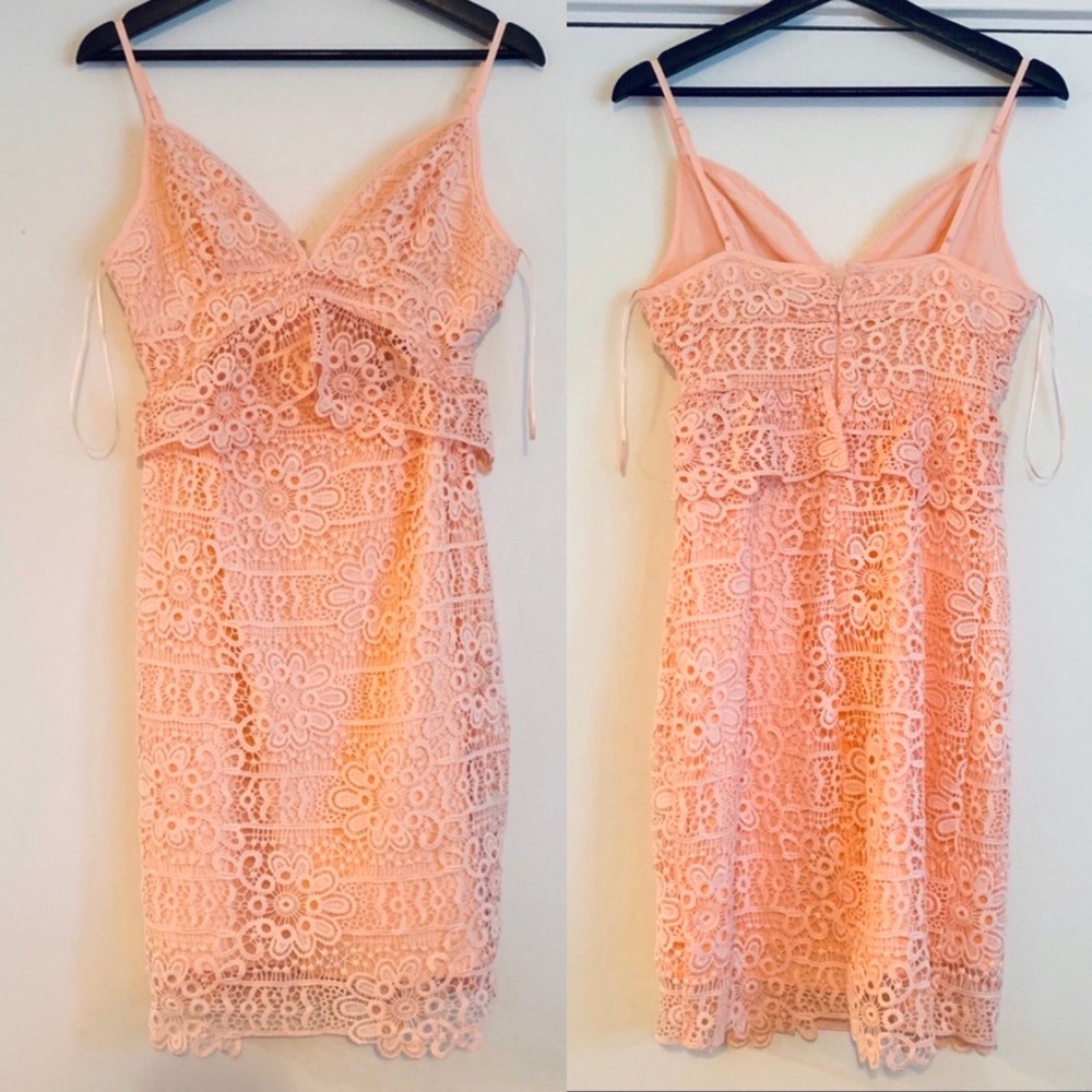 NWT Guess Orange Peach Solstice Lace Midi Dress